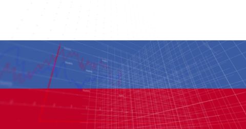 Russian Flag with Financial Graphs Illustrating Economic Dynamics - Download Free Stock Images Pikwizard.com