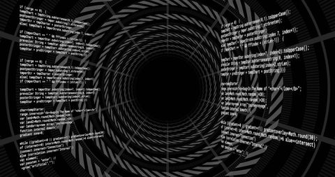 Technology tunnel background with streaming code data