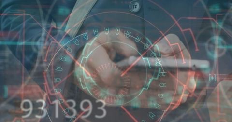 Businessman analyzing digital interface data