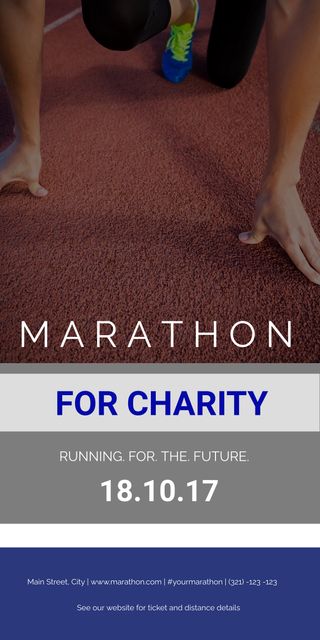 Charity Marathon Promotional Poster with Grounded Runner at Starting Line - Download Free Stock Templates Pikwizard.com