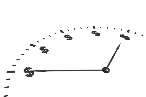 Transparent clock with dollar hour marks