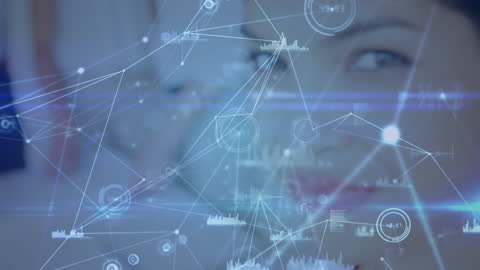 Network Connections Overlay with Smiling Businesswoman