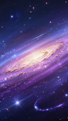 Swirling Spiral Galaxy with Purple Nebula Arms Vertical Space Video for Cosmic Backgrounds