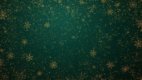 Shimmering emerald and gold snowflake pattern with festive glitter bokeh