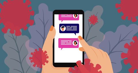 Smartphone Messenger Texts Amid Coronavirus Illustrations - Download Free Stock Images Pikwizard.com