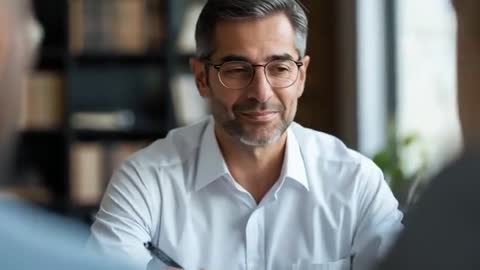 Consultant Attentively Listens During Business Meeting in Office