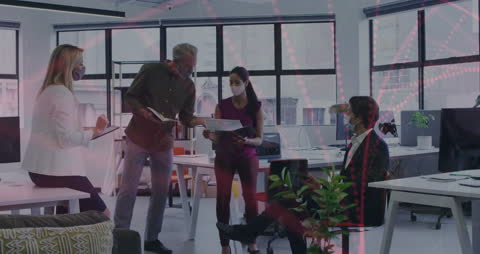 Team Collaboration with Digital Data Circuits at Modern Office