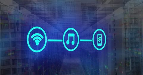 Digital Network Interface with Music and Connectivity Symbols - Download Free Stock Images Pikwizard.com