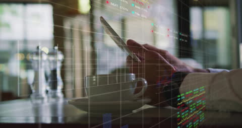 Financial Analysis Smartphone Interface with Businessman