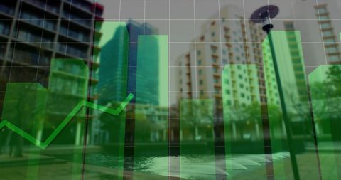 Rising Financial Graph Over Modern Cityscape