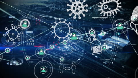 Digital Interface with Pandemic and Data Processing Icons