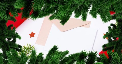 Festive Christmas Framed Blank Card with Envelope on White - Download Free Stock Images Pikwizard.com