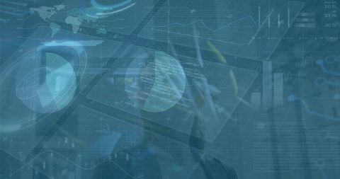 Futuristic Data Interface Overlay with Businesswoman Portrait