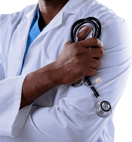 Transparent Close-Up of Doctor Holding Stethoscope