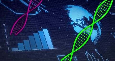 Global Genetics DNA Strands with Tech and Data Visualization - Download Free Stock Images Pikwizard.com