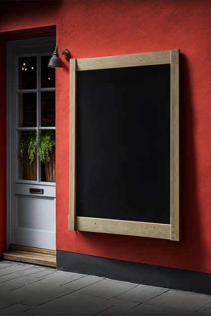 Image of chalkboard and plants outside store with copy space, created using generative ai technology - Download Free Stock Photos Pikwizard.com