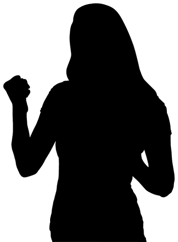 Silhouette of confident sportswoman on transparent background