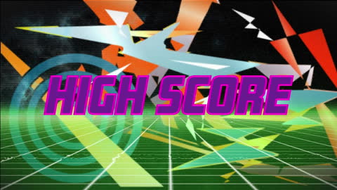 High Score Text on Geometric Digital Interface Background