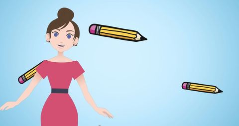 Animated Woman with Pencils Celebrating Mentoring Month - Download Free Stock Images Pikwizard.com