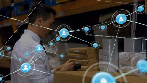 Warehouse Worker Connected to Virtual Network Interface