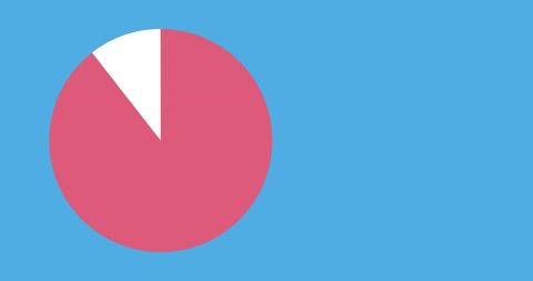 Simple red pie chart on blue background