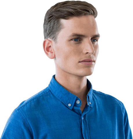 transparent background of young man in blue shirt thinking - Download Free Stock Videos Pikwizard.com