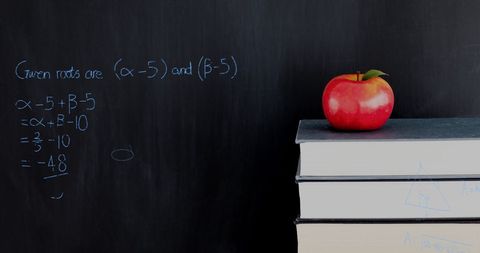 Apple on Books with Mathematical Equations - Download Free Stock Images Pikwizard.com