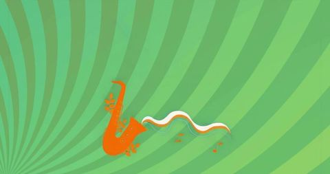 Vibrant saxophone with tricolor ribbon and green leaves