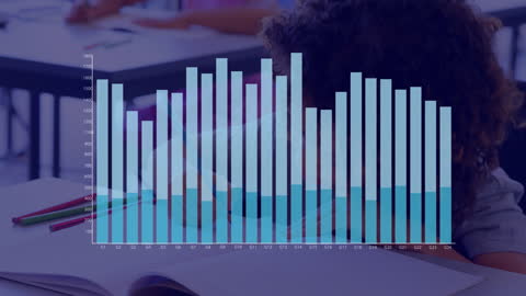 Concept of Education Technology in Classroom with Statistical Data Overlay