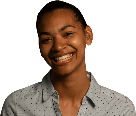 Happy Biracial Young Woman Smiling on Transparent Background
