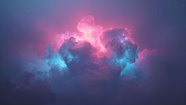 Vivid Abstract Cloudscape with Pink and Blue Illumination