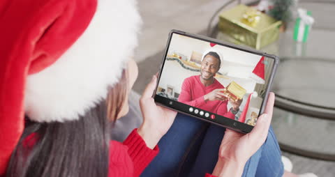 Festive Video Call Connecting Friends During Christmas