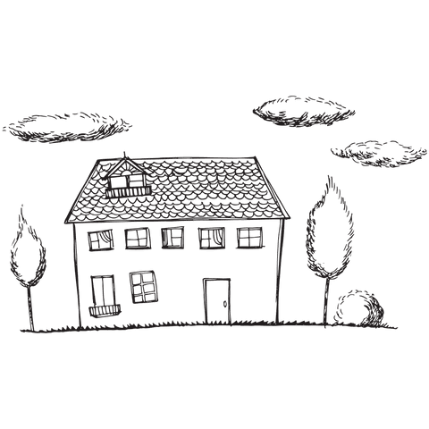 digital transparent illustration of house with trees and clouds - Download Free Stock Videos Pikwizard.com