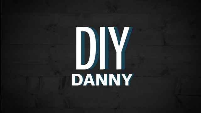 White 'DIY Danny' text centered on black background, suitable for branding, websites, headers, banners, or social media graphics.
