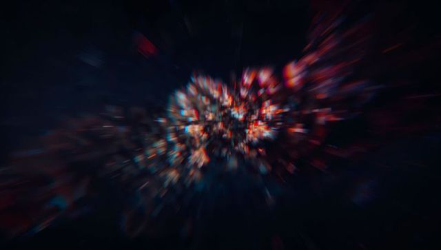 Dynamic Neon Particles Radiating Through Space