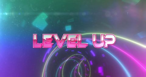 Dynamic Level Up Text Digital Tunnel Concept - Download Free Stock Images Pikwizard.com