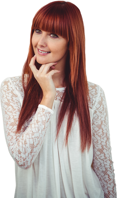 Smiling Redheaded Hipster Woman with Shoulder-Length Hair, Transparent Background - Download Free Stock Videos Pikwizard.com