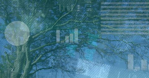 Tree with technology data overlay symbolizes sustainable growth