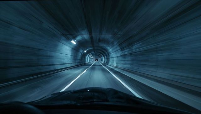 Motion Blur Highway Underpass with Clinical Mood and Vivid Light