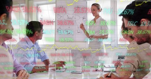 Business Presentation on Global Economy with Stock Data Overlay