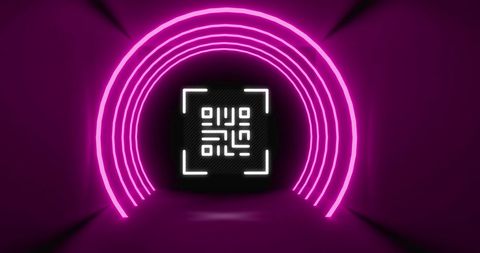 Futuristic Neon Arches with QR Code Concept - Download Free Stock Images Pikwizard.com