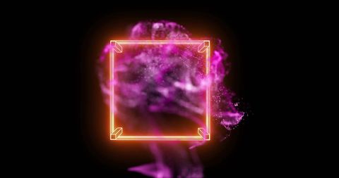Futuristic Neon Frame with Abstract Colorful Smoke on Black Background - Download Free Stock Images Pikwizard.com