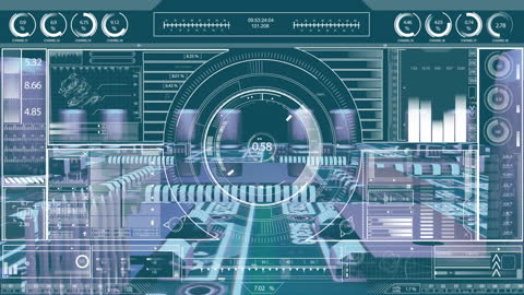 Futuristic Dashboard Data and Circuit Board Integration