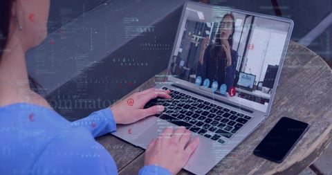 Remote coding collaboration via video call with code overlays on laptop and smartphone