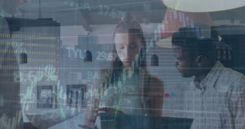 Financial Data Analysis with Diverse Team in Modern Office Setting