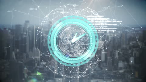 Neon Clock Animation Representing Global Connectivity