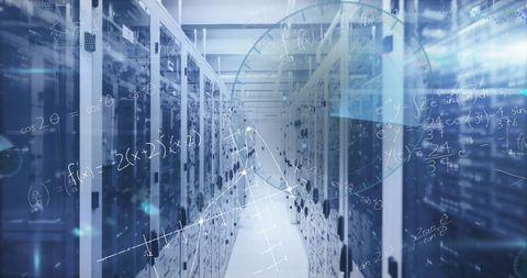 Digital Equations Overlay on Data Technology Servers Setup - Download Free Stock Images Pikwizard.com