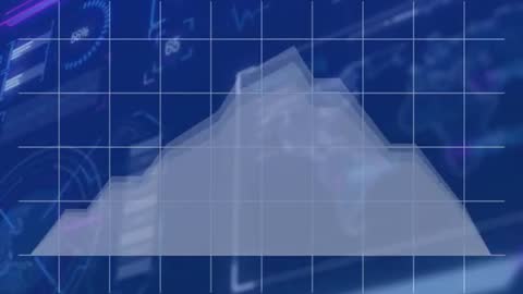 Dynamic Financial Data Line Chart with Futuristic Blue Background