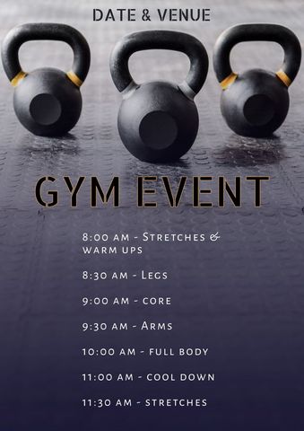 gym event schedule with kettlebell background - Download Free Stock Templates Pikwizard.com