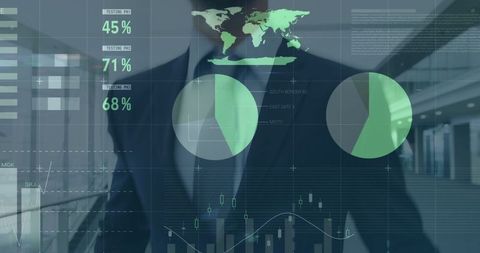 businessman displaying data charts and global map on virtual interface - Download Free Stock Images Pikwizard.com